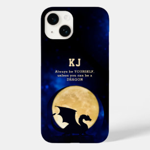 Coque Case-Mate iPhone Dragon de Minuit Initiales Minimalistes Retour à l