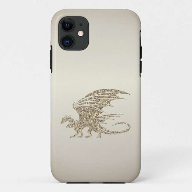 Coques Case-Mate iPhone Dragon de mosaïque Extraordinaire Golden (Dos)