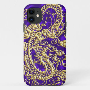 Coque Case-Mate iPhone Dragon d'or embouti sur papier satin violet