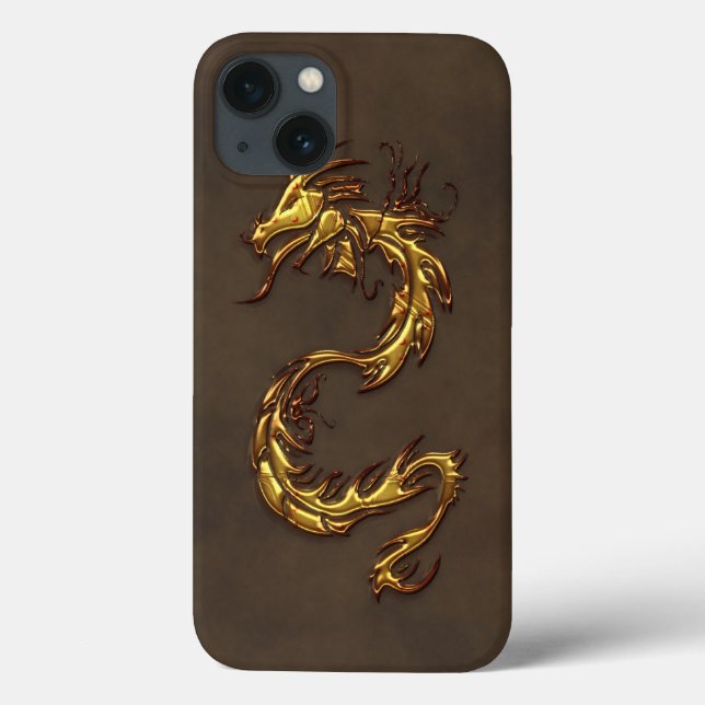 Coques Case-Mate iPhone Dragon d'or Tribal asiatique et Faux-Leather (Verso)