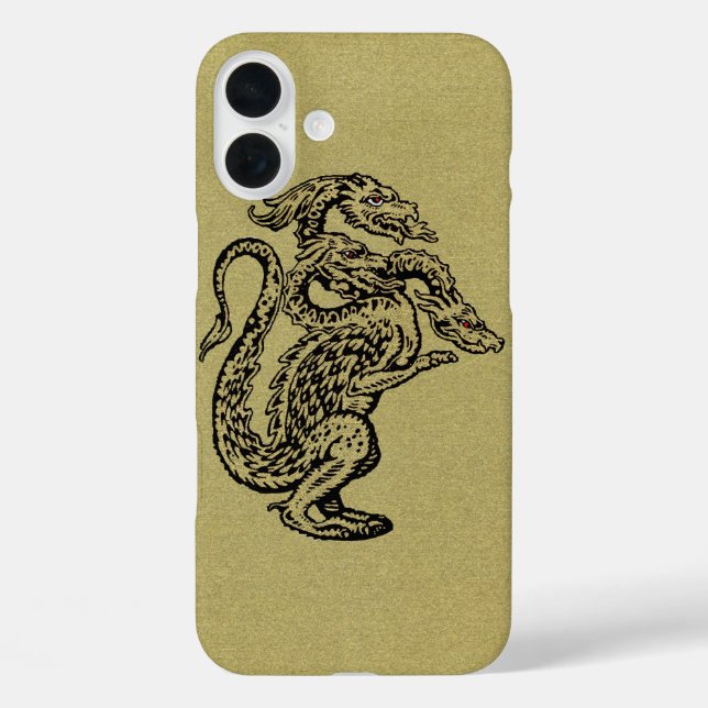 Coques Case-Mate iPhone Dragon Gold à trois têtes médiévales (Verso)
