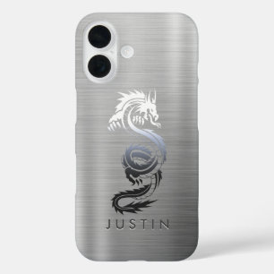 Coque Pour iPhone 16 Dragon métallique brossé