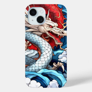 Coque Case-Mate iPhone Dragon mythique asiatique en rouge et bleu