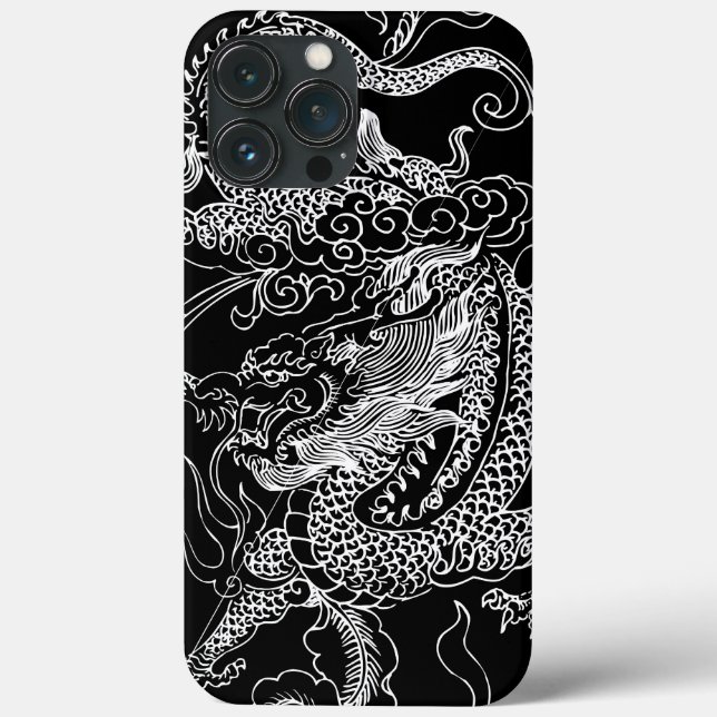 Coques Case-Mate iPhone Dragon noir et blanc (Verso)
