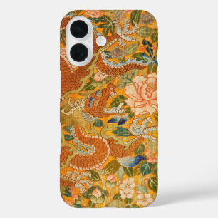 Coque Pour iPhone 16 DRAGON PARMI LES PÉONIES, FLEURS, Floral FEUILLE V