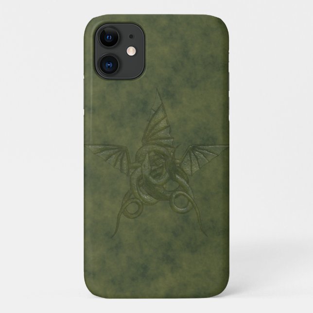 Coques Case-Mate iPhone Dragon Star - Embossée en cuir vert (Dos)