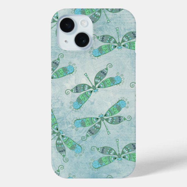Coques Case-Mate iPhone Dragonflies Boho en bleu (Verso)