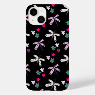 Coque Case-Mate iPhone Dragonflies et Fleurs sur le noir