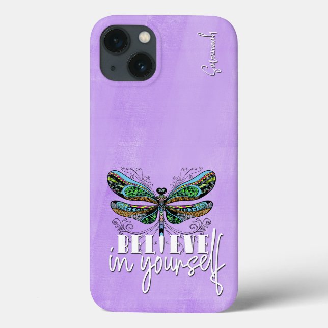 Coques Case-Mate iPhone Dragonfly Colorful Encourageant Mots Violet (Verso)