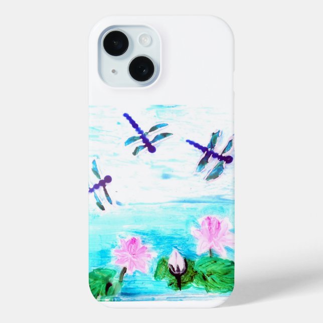 Coques Case-Mate iPhone Dragonfly, Fleurs Nénuphars Peinture en étang (Verso)
