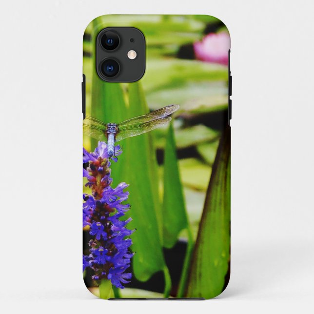 Coques Case-Mate iPhone Dragonfly lotus and purple flower (Dos)