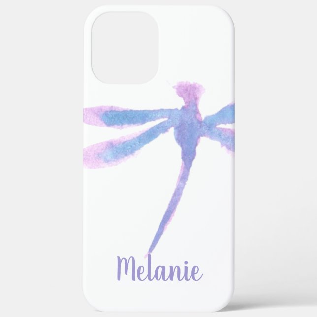 Coques Case-Mate iPhone Dragonfly Monogrammé Aquarelle Violet  (Verso)