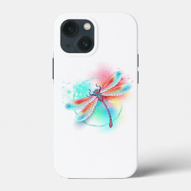 Coques Case-Mate iPhone Dragonfly rouge sur l'arrière - plan aquarelle (Verso)