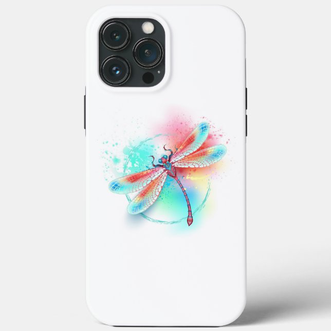 Coques Case-Mate iPhone Dragonfly rouge sur l'arrière - plan aquarelle (Verso)