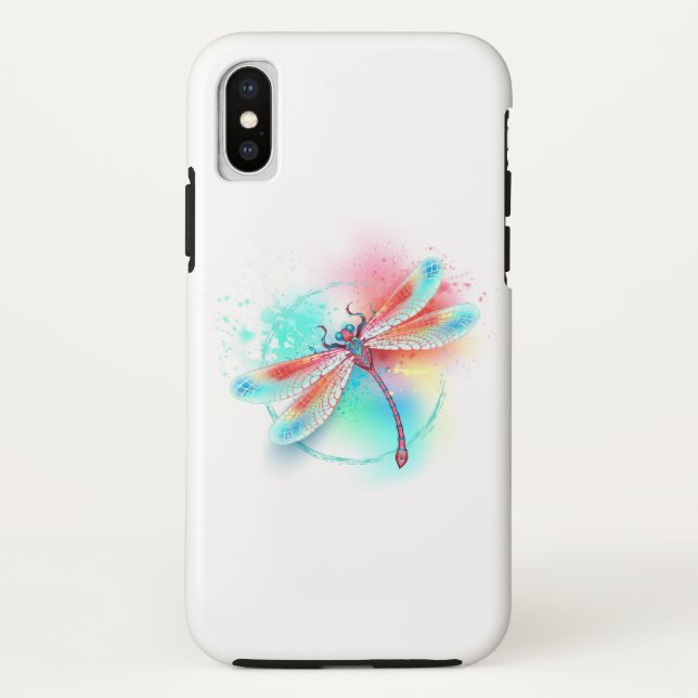 Coques Case-Mate iPhone Dragonfly rouge sur l'arrière - plan aquarelle (Dos)