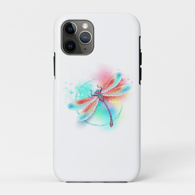 Coques Case-Mate iPhone Dragonfly rouge sur l'arrière - plan aquarelle (Dos)