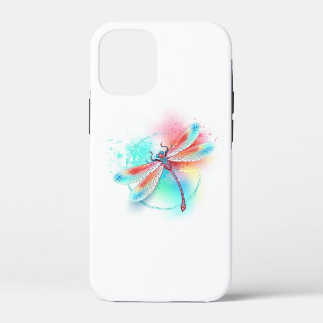 Coques Case-Mate iPhone Dragonfly rouge sur l'arrière - plan aquarelle (Verso)
