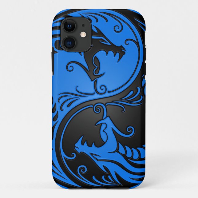 Coques Case-Mate iPhone Dragons bleus et noirs de Yin Yang (Dos)