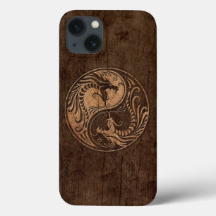 Case-Mate iPhone Case Dragons de Yin Yang avec l'effet en bois de grain