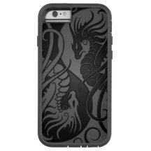 Dragons de Yin Yang gris et noir