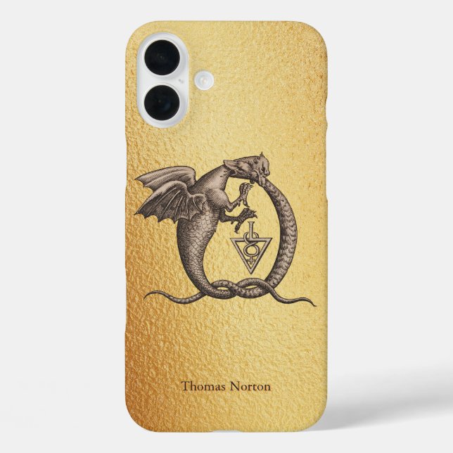 Coques Case-Mate iPhone Dragons magiques Ouroboros avec nom Or (Verso)