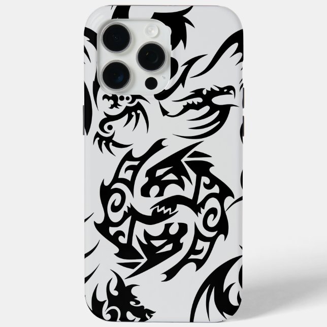Coques Case-Mate iPhone Dragons noirs motif contour.b Off blanc BG 1A (Verso)