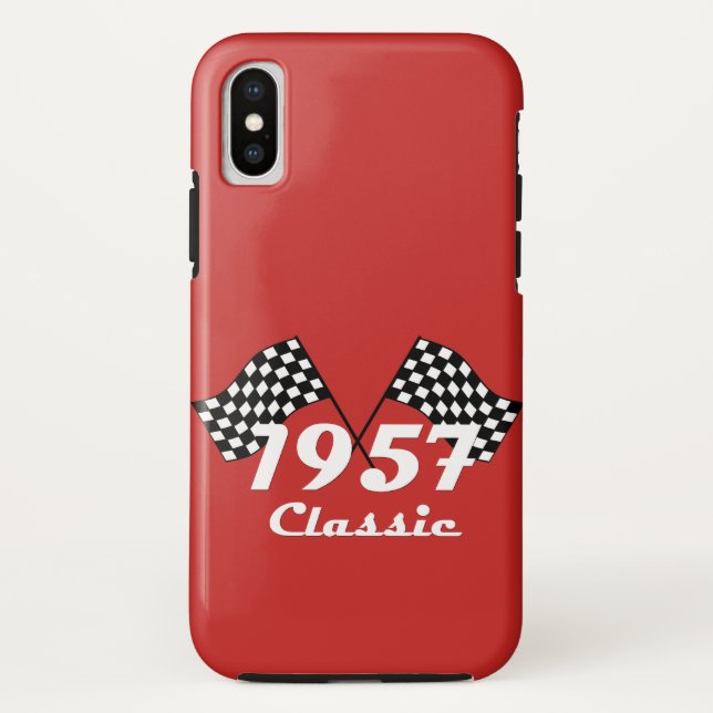 Coques Case-Mate iPhone Drapeau à damier noir et blanc classique Rétro 195 (Dos)