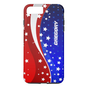 Coque iPhone 8 Plus/7 Plus Drapeau Abstrait américain monogramme