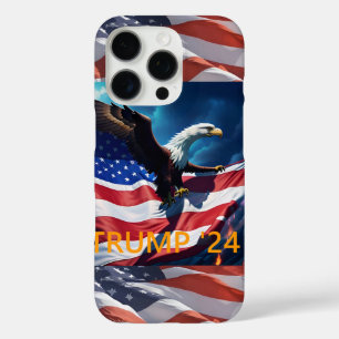 Coque iPhone 16 Pro Drapeau américain Aigle TRUMP 2024