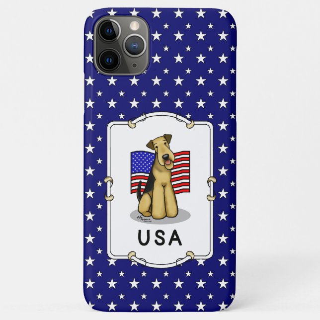 Coques Case-Mate iPhone Drapeau américain Airedale Terrier Dog - mignonne (Dos)