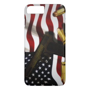Coque iPhone 8 Plus/7 Plus Drapeau américain avec le pistolet