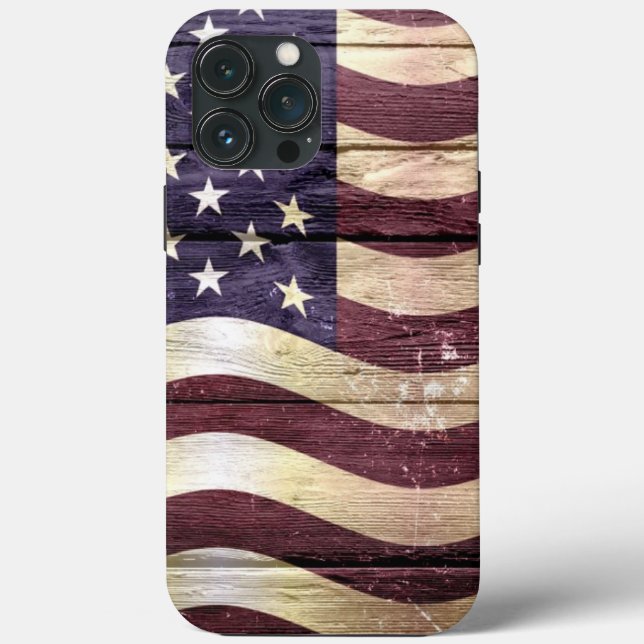 Coques Case-Mate iPhone Drapeau américain bois Vintage (Verso)