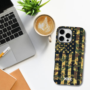 Coque iPhone 16 Pro Max Drapeau américain camouflage,États-Unis,Patriotiqu