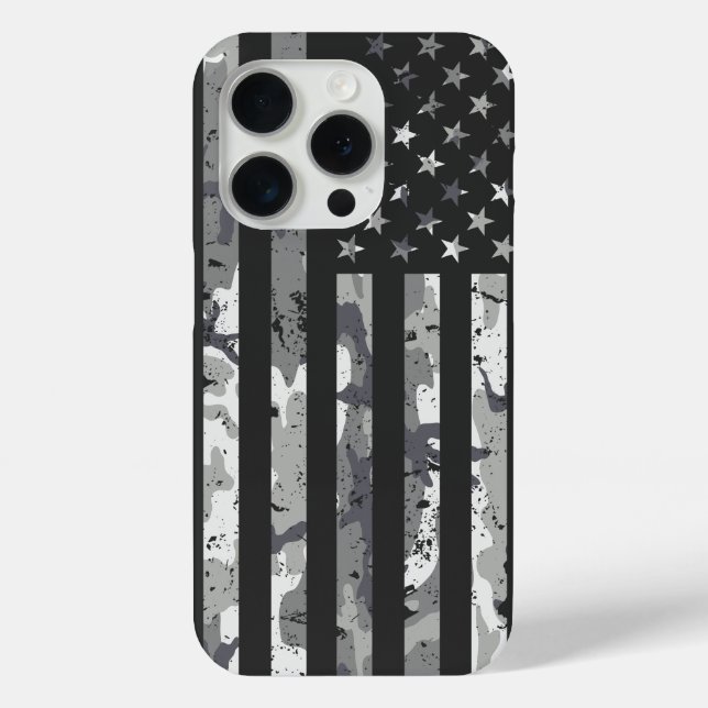 Coques Case-Mate iPhone Drapeau américain Camouflage militaire Motif blanc (Verso)