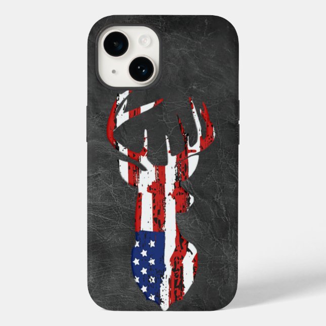 Coques Case-Mate iPhone Drapeau américain cerf en cuir (Verso)