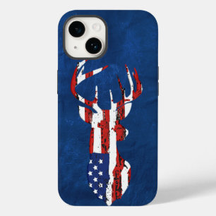 Coque Case-Mate iPhone Drapeau américain cerf en cuir bleu