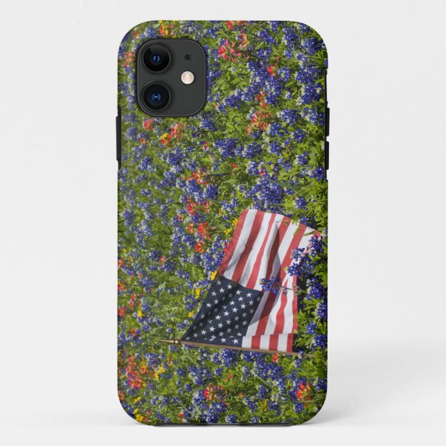 Coques Case-Mate iPhone Drapeau américain dans un champ de bleuets, 2 (Dos)