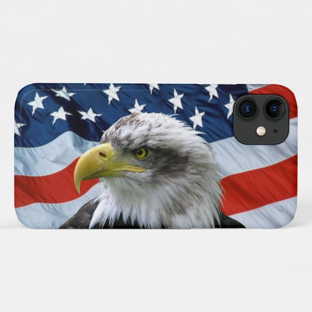 Coques Case-Mate iPhone Drapeau américain de Bald Eagle (Dos (Horizontal))