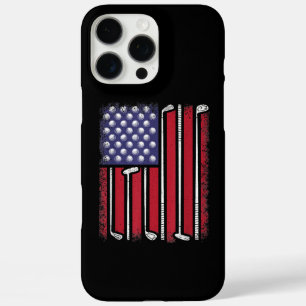 Coque iPhone 16 Pro Max Drapeau américain de golf drôle joueur de golf vin