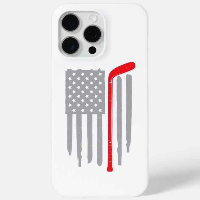 Coques Case-Mate iPhone Drapeau américain de hockey (Verso)
