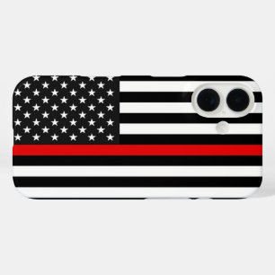 Coque Pour iPhone 16 Drapeau américain de la ligne rouge mince