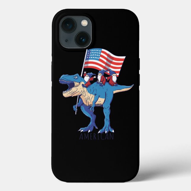 Coques Case-Mate iPhone Drapeau américain Dinosaur TRex Gno (Verso)