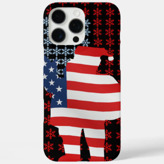Coque iPhone 16 Pro Max Drapeau américain du Père Noël