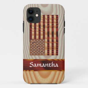 Coque Case-Mate iPhone Drapeau américain Faux wood