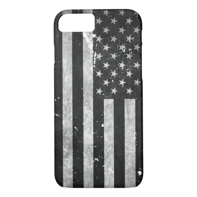 Coques Case-Mate iPhone Drapeau américain grunge noir et blanc (Dos)
