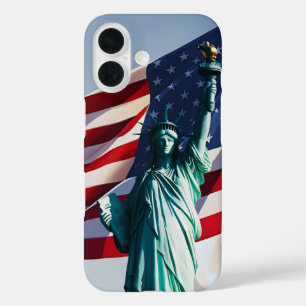 Coque Pour iPhone 16 Drapeau américain Lady Liberty