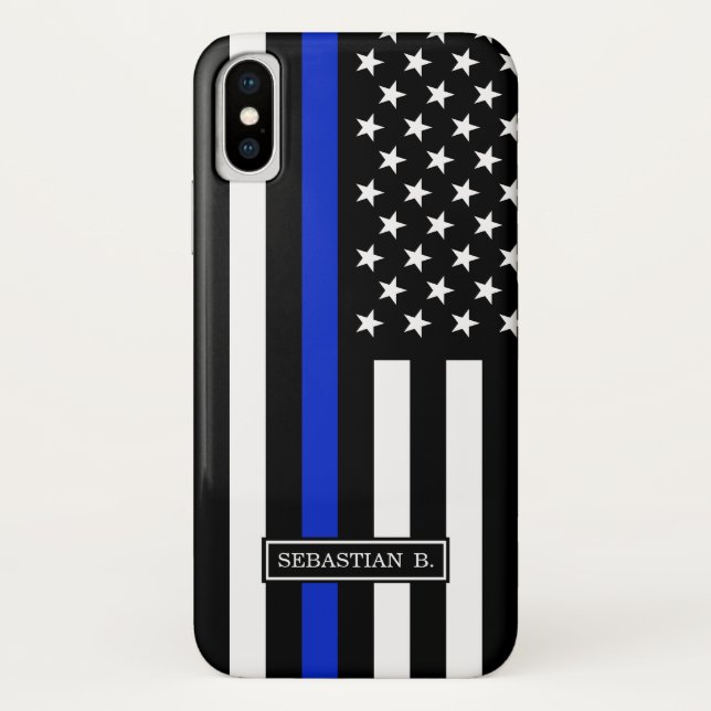 Coques Case-Mate iPhone Drapeau américain mince de Blue Line (Dos)