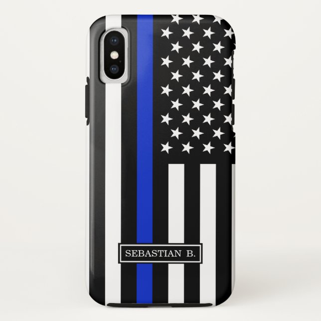 Coques Case-Mate iPhone Drapeau américain mince de Blue Line (Dos)