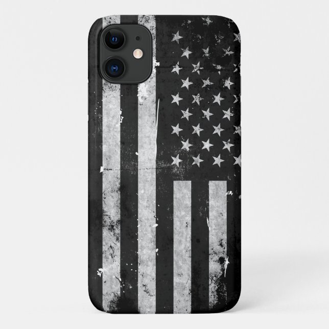 Coques Case-Mate iPhone Drapeau américain noir et blanc (Dos)