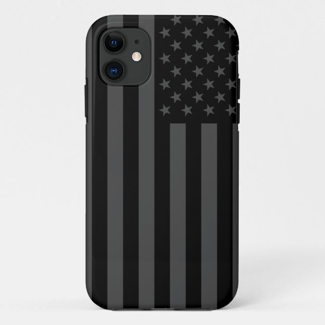 Coques Case-Mate iPhone Drapeau américain noir et gris (Dos)